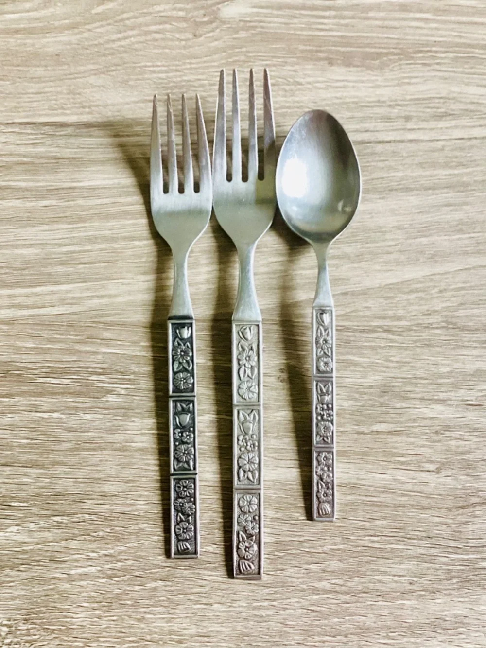 Vintage Northland Stainless Steel Flatware Set Of 3 Spring Fever Floral Japan